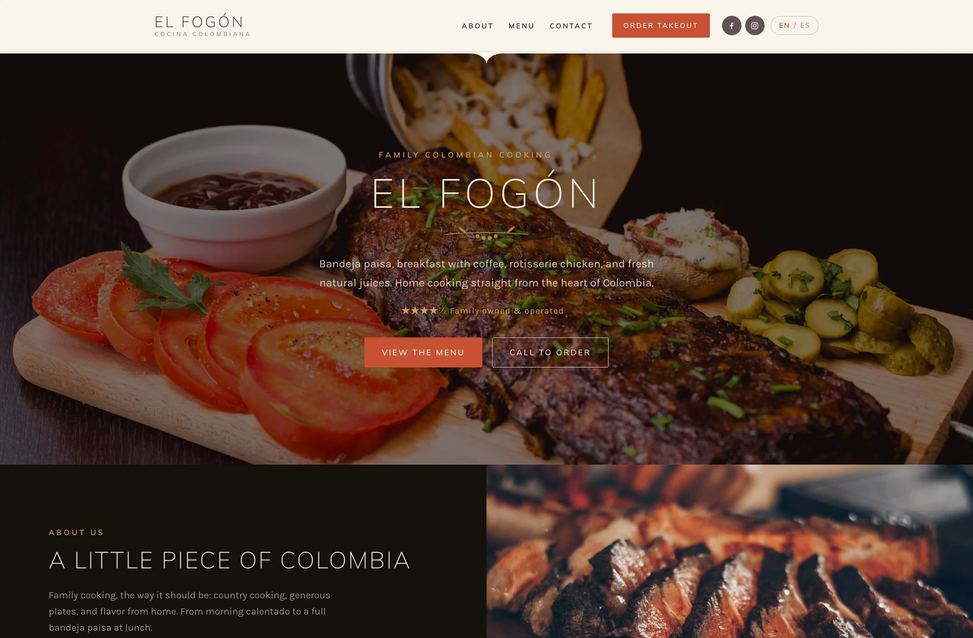 El Fogon restaurant website homepage